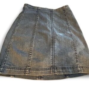 Free People Modern Femme Denim Stretch Skirt Dress Wash - SZ )